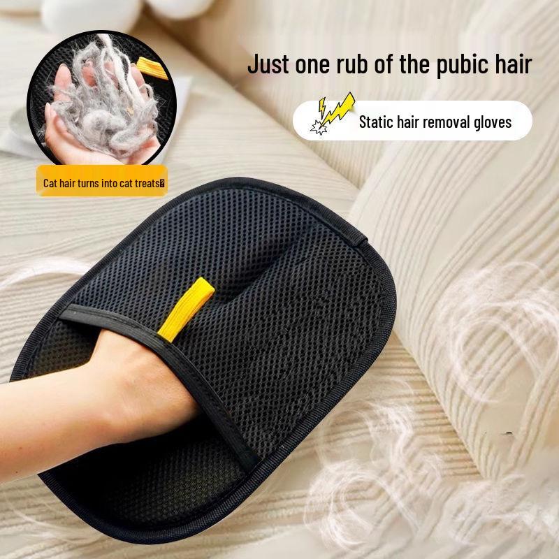 Pet Hair Removal Glove & Brush: Two-Way Bristle Remover and Lint Roller for Cat Hair Cleaning