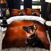 German Shepherd Duvet Cover Set King/Queen Size Purebred Hound Animal Bedin Set Kids Cute Dog Puppy Polyester  Meeting Cover