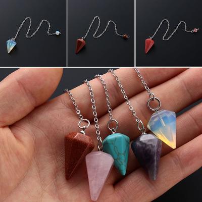 Chain Gemstone Rock Hexagon Pyramid Amethyst Amulet Reiki Pendulum Pendant Natural Stone Crystal