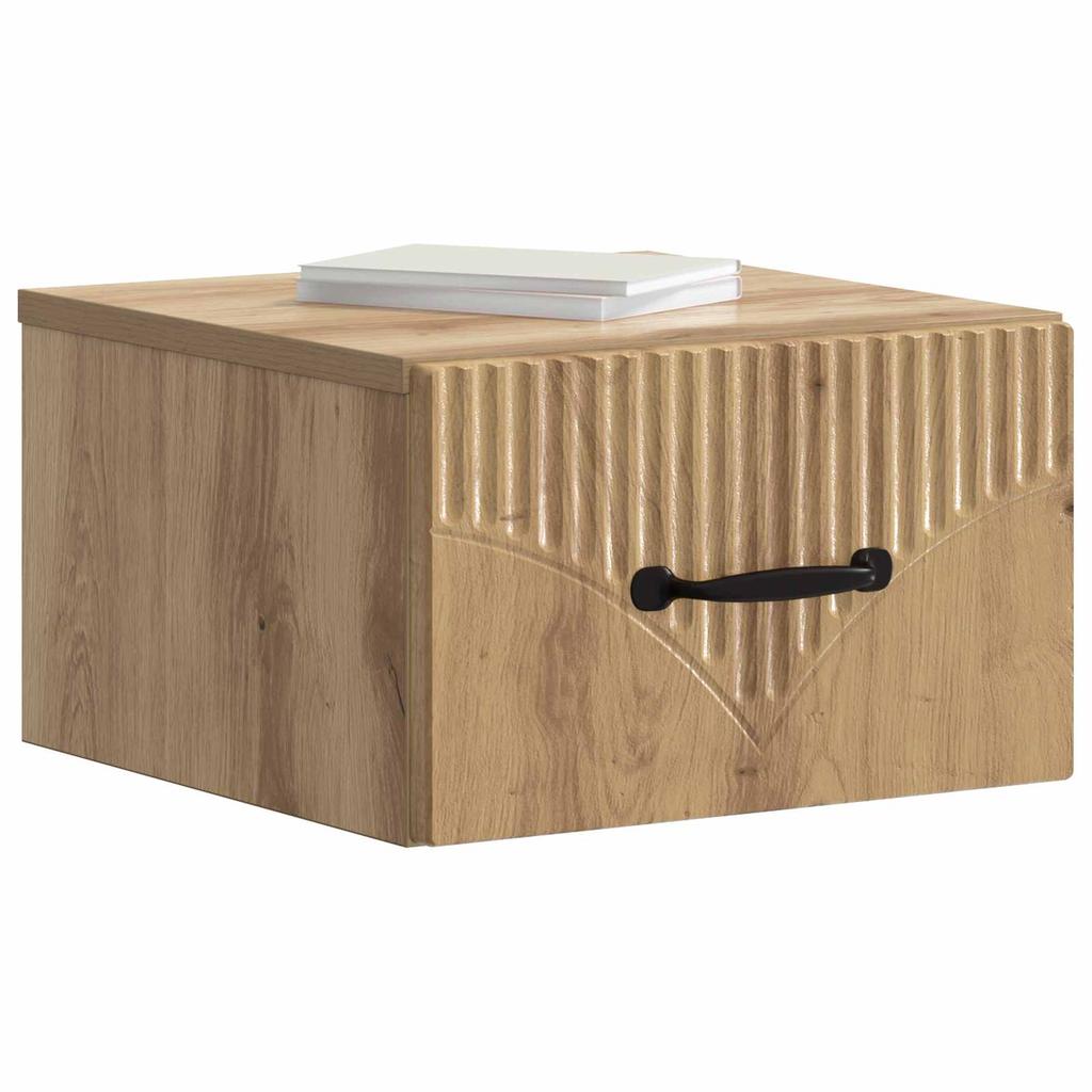 Wall Mounted Nightstand Artisan Oak Finish 34.5 X 33 X 20 Cm