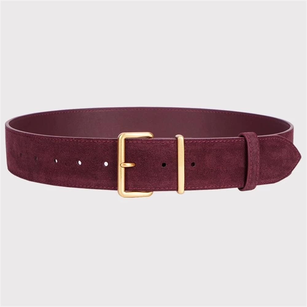 Retro Wide Belt New Style Ladies Suede Matte Belt Fashionable Decorative Leather Belt for Windbreaker Dress Jeans Waistbelt
