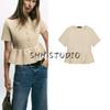Autumn New Women's Clothing A- Line Hem Round Neck Button Short Sleeve Short Skirt Knitting Outwear 2142212