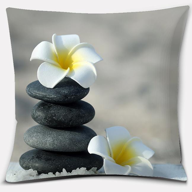 Buddha Zen Stone Flower Series Pillow Gift Home Office Decoration Bedroom Sofa Car Cushion Cover 45x45cm40x40cm