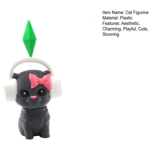 Cute Mini Cat Ornament 3D Printed Cat Figurine Car Dashboard Decor Funny Vehicle Interior Accessory for Home Office Decor