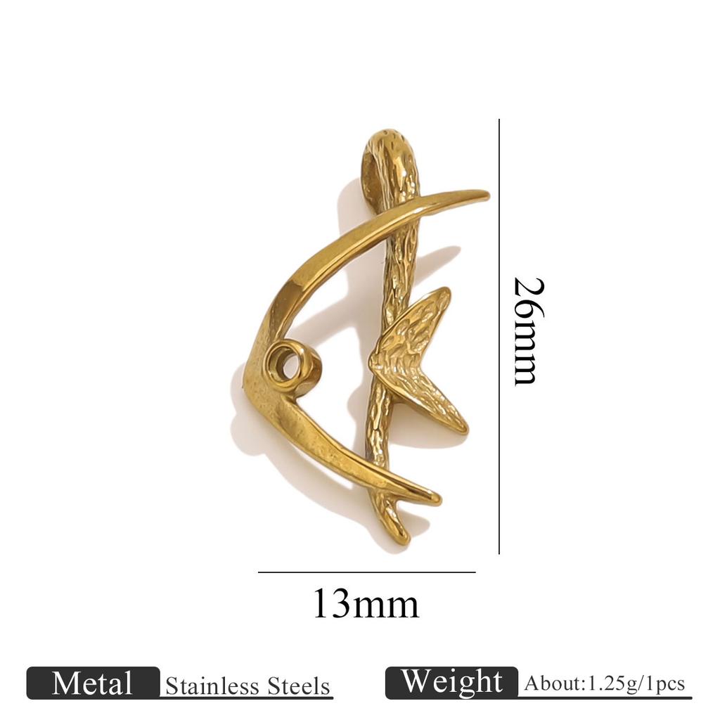 Yori 5PcsStainless Steel Casting Marine Animal Octopus Shark Crab Gold Pendant Ocean Series DIY Necklace Bracelet Jewelry