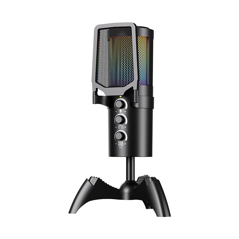 Cross-Border USB Capacitive Microphone: Perfect for Gaming, Mobile Recording, Live Broadcast, Karaoke, with One-Key Noise Reduction.