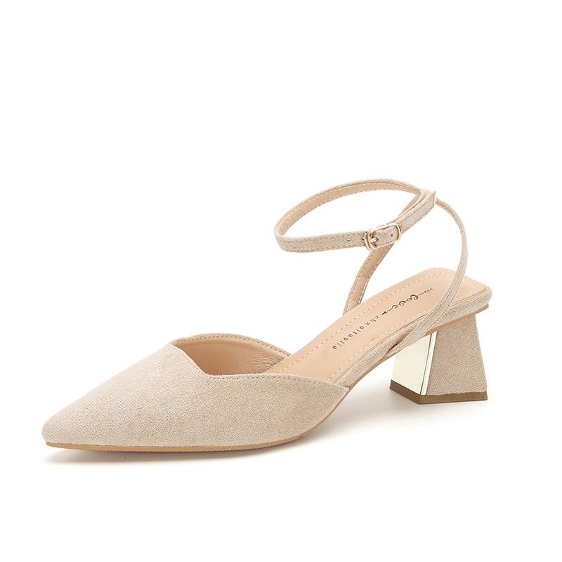 Slingback Klackskor med Tjock Klack för Kvinnor Stängd Spetsig Tå Låg Klack Klänningspumps Ankelrem Mary Janes PSUMMARY för Kvinnor Sommar Slip-On Sandaler
