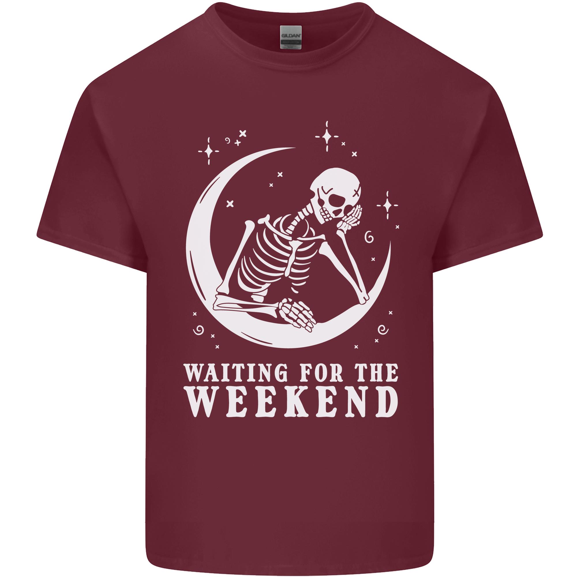 Skeleton Waiting For the Weekend Unisexs Light Cotton TShirt S