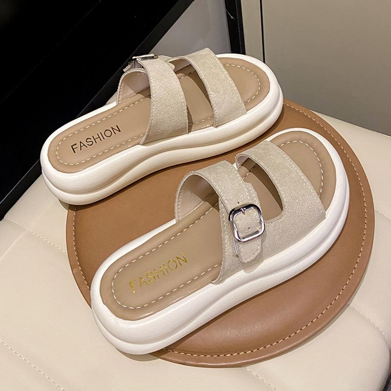 

Женские сандалии на новой платформе 2025 года с юбками, пляжные крутые шлепанцы и шлепанцы с одним словом 40