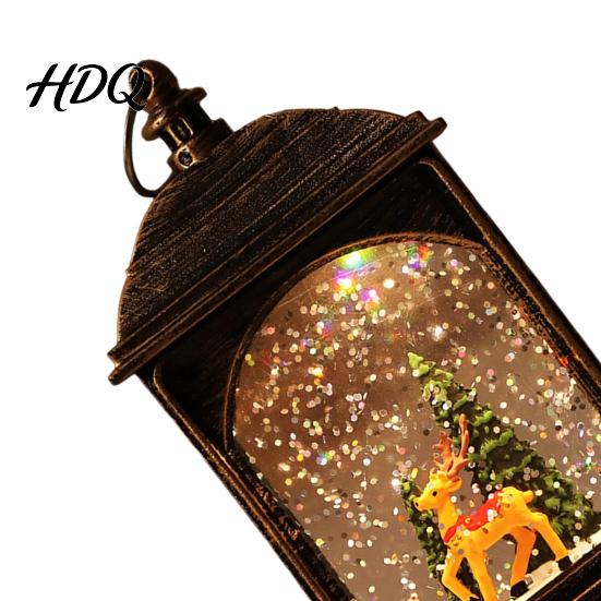 Winter Seasonal Home Decor Christmas Snow Lantern Battery Operated Swirling Water Glittering Vintage Holiday Party Table Centerpiece Santa
