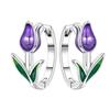 Elegant Orchid And Tulip Floral Hoop Earrings For Women Sophisticated Botanical Design Dainty Jewelry Gift