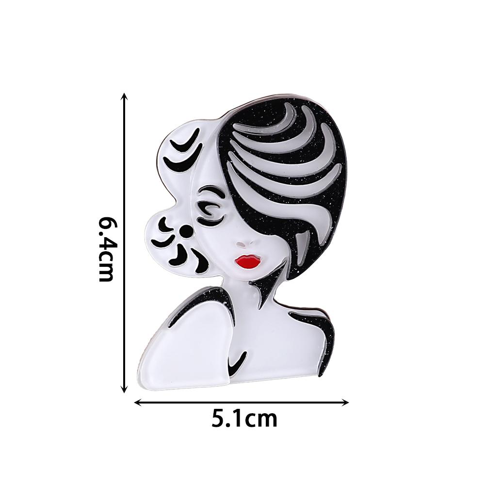 New Cool Moden Lady Acrylic Brooch for Women Personalized Resin Cartoon Cute Female Figure Brooches Lapel Pins Jewelry Gifts