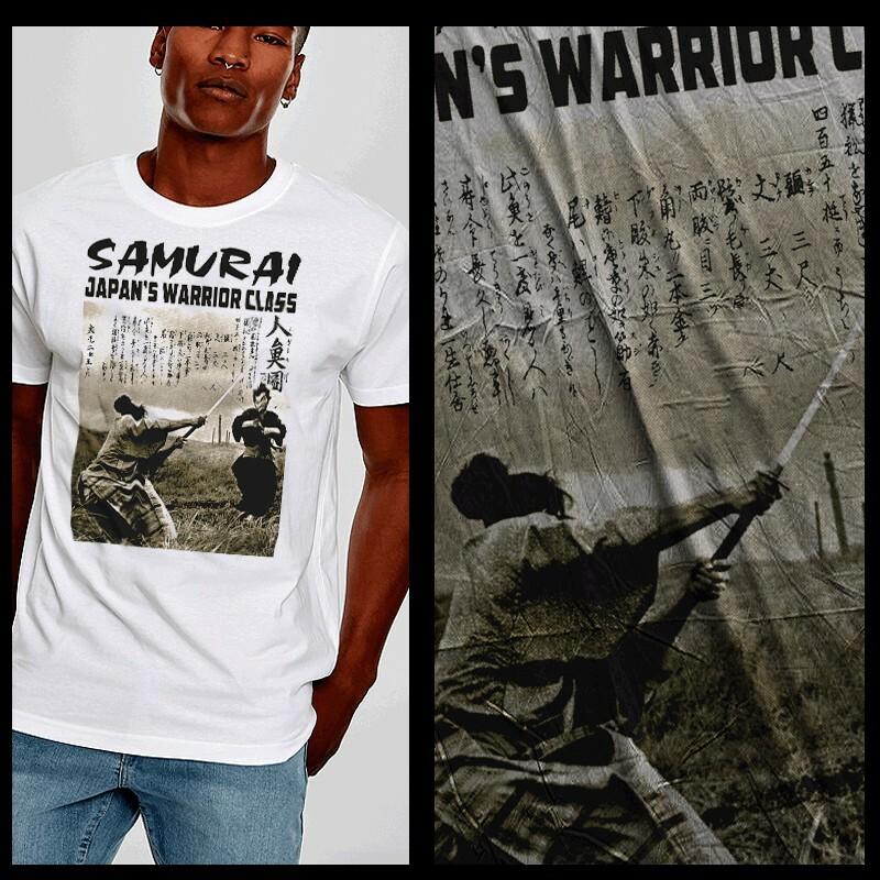 Samurai t-shirt Japanese warrior katana Bushido Japan Ronin Shogun XL white