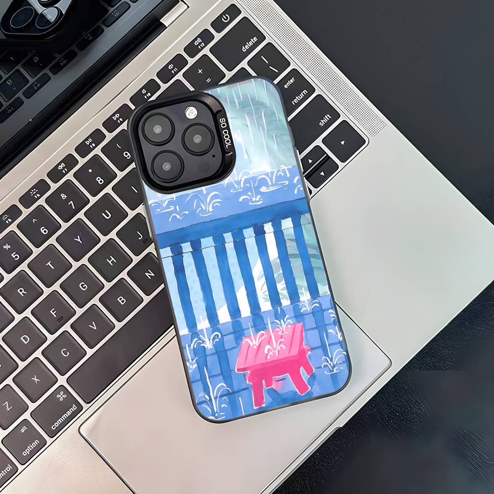 Coque de téléphone Art David Hockney Pour iPhone 17,16,15,14,13,12,11,Pro,XS,Max,Plus,Mini,SE4,E Noir Mat Housse antichoc