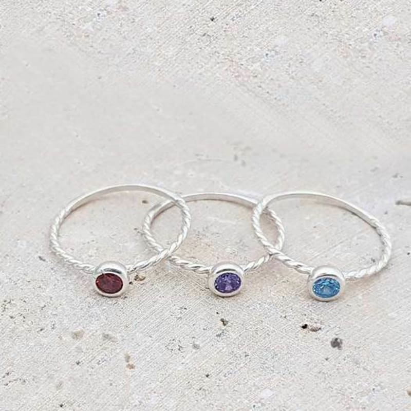 Ollia Birthstone Layered 1,2,3, Silver Ring