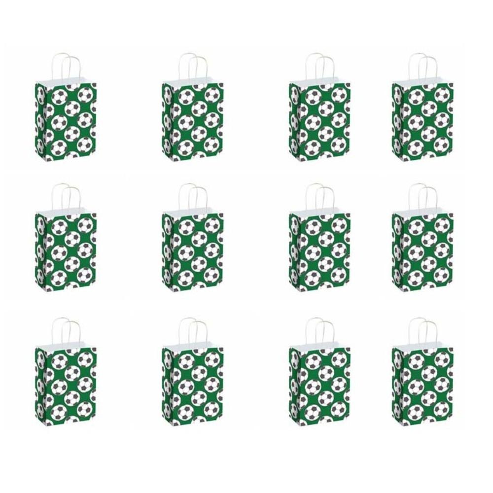 

12 PCS Portable Football Themed Favor Bags Large Capacity Paper Packs with Handles Shopping Bag Set 8