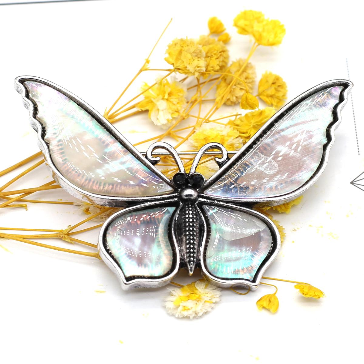 

1 шт., Бохо Натуральная Ракушка Сплав Цинка Брошь-Подвеска Шармы-Бабочки, Аксессуары для DIY Ожерелья, Подвесной Декор для Изготовления Ювелирных Изделий, Вирусный в TikTok 1Pc/43x63mm