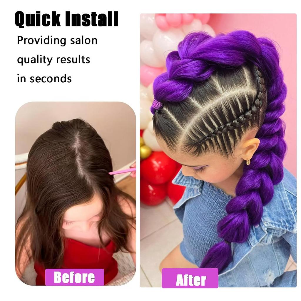 Purple Braiding Hair Ponytail Extensions with Elastic Tie 26Inch