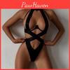 Laceup Backless Cutout Lingerie Halterneck Bodysuit With Pushup Bust Support