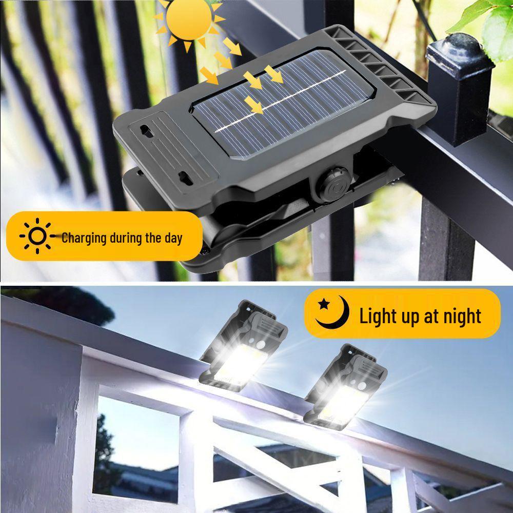 Solar Smart Sensor Clip Light for Outdoor Courtyard & Balcony, No-Drill, 6-Grid