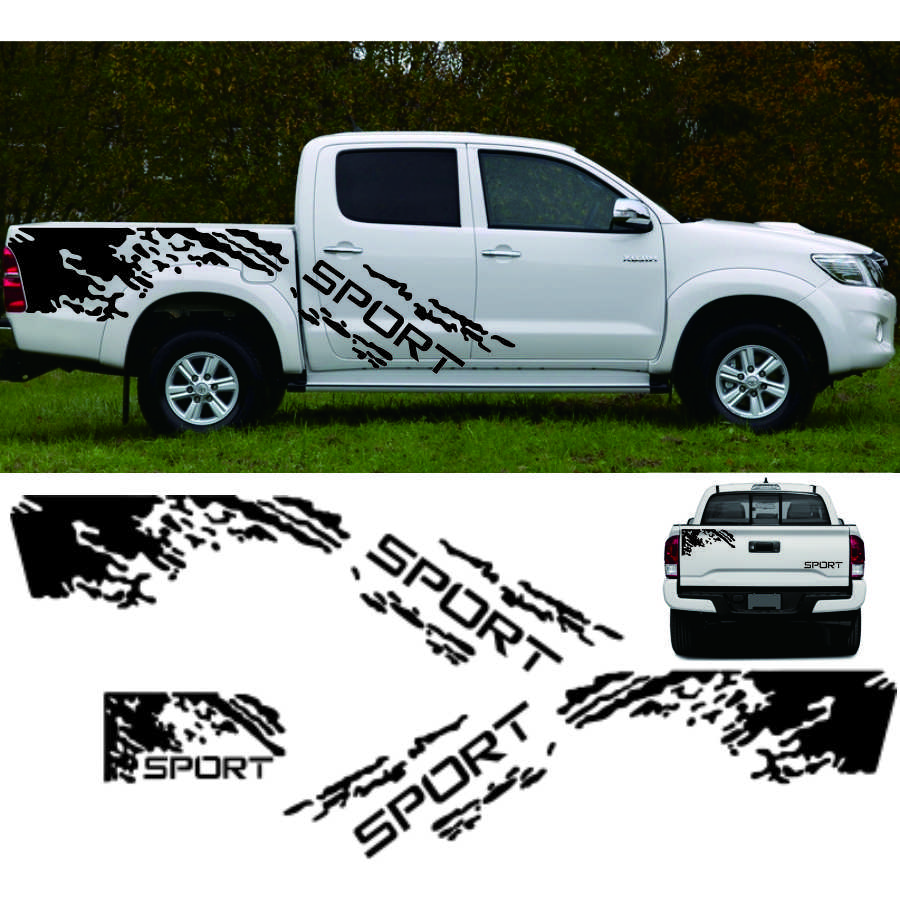 3Pcs Pickup Side Body Decals Stickers Rear Trunk Sticker Universal Accessories