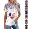 Women's Casual Polo Shirt Short Sleeve Loose Fit Button Up Top with Butterfly and Rose Print Suitable for Everyday Wear