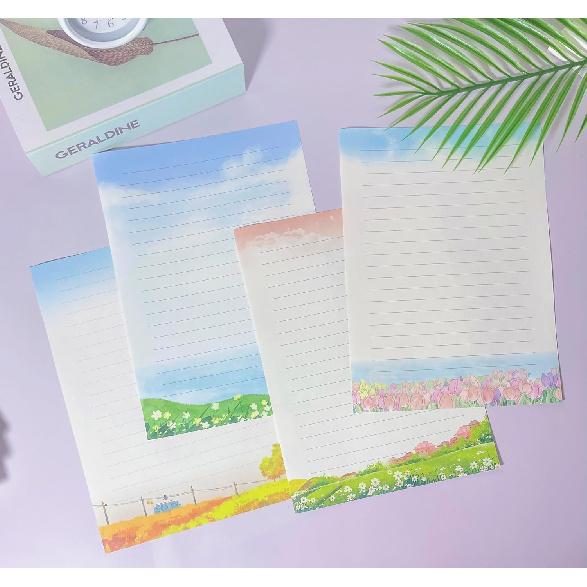 48 Lined Writing Stationery Paper, Beautiful Designs for Writing Letter, Notes, Invitations, Craft, 8 Different Style (11.4 x 8.26")