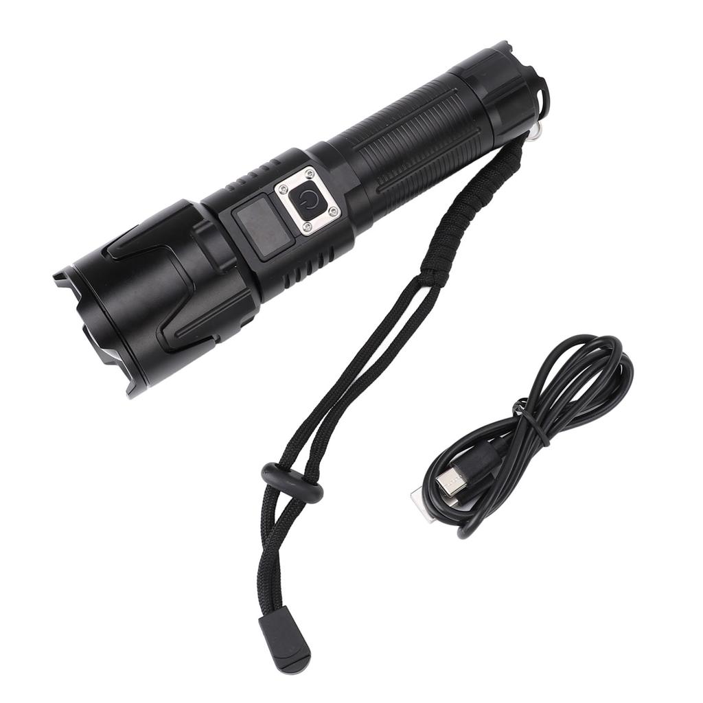Super Bright Flashlight 3 Modes Zoomable IPX4 Waterproof Rechargeable LED Handheld Flashlight with L