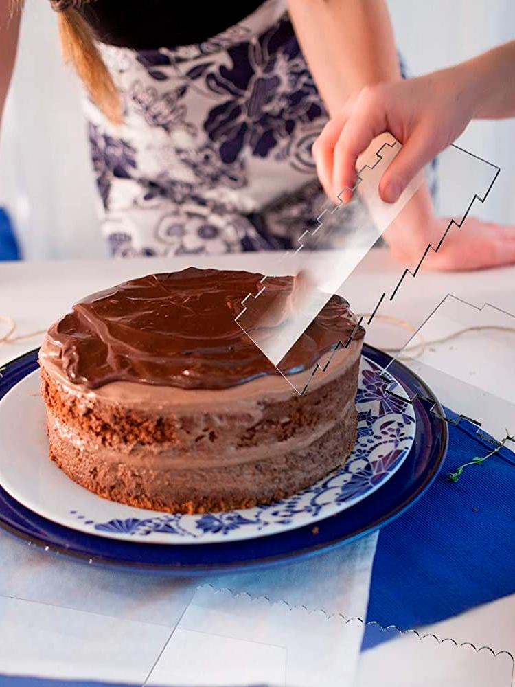 6 st Tårtspatelset Akryl Tårtkantutjämningsverktyg med 11 mönster Tårtdekorering Konturspatel Tårtränder Kantkontur