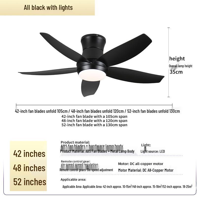 Minimalist Chinese-Style Silent Ceiling Fan with Light & Full Spectrum Eye Protection for Bedrooms & Restaurants