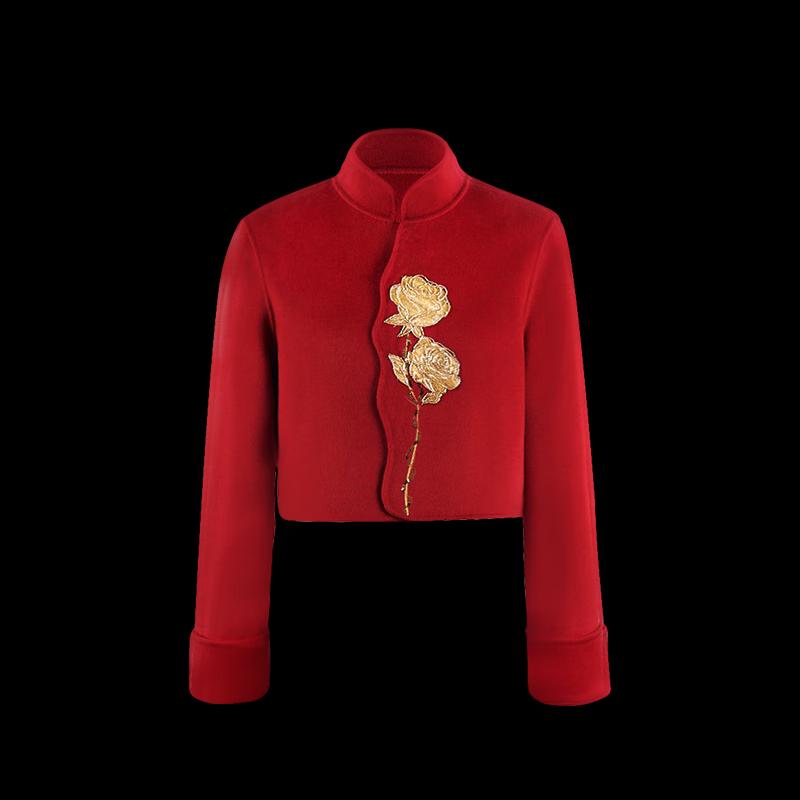 HECO New Chinese Style Beaded Merino Wool Coat