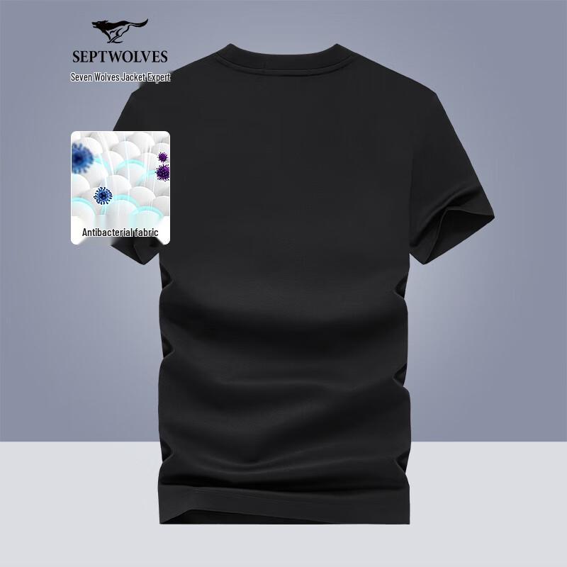 SEPTWOLVES Men's Casual Wolf Head Print Short Sleeve T-shirt