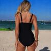 Women's Color-blocked Backless One-piece Swimsuit