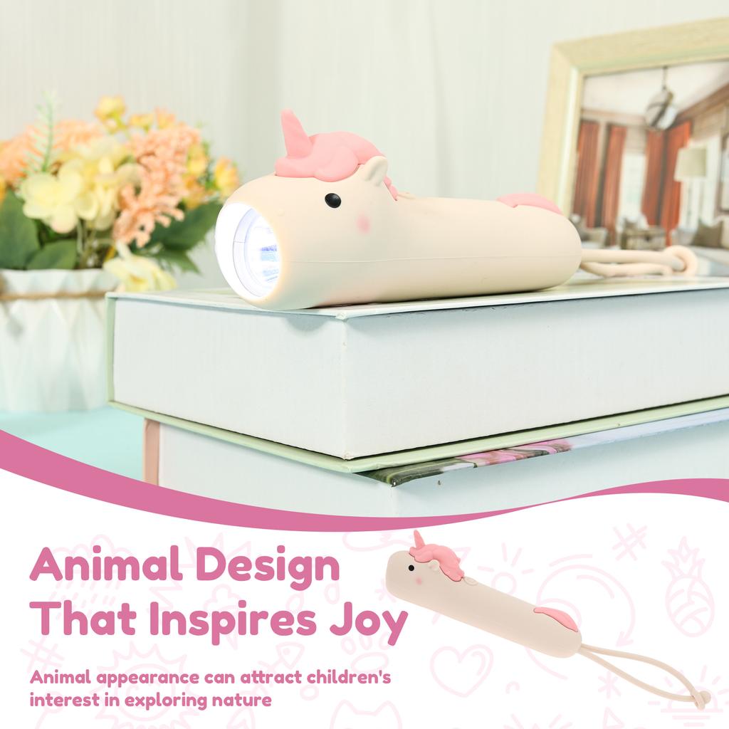 1Pc LED Flashlight USB Rechargeable Silicone Dimmable Flashlight Animal Hanging Night Light Bedtime Story Torch for Outdoor Home