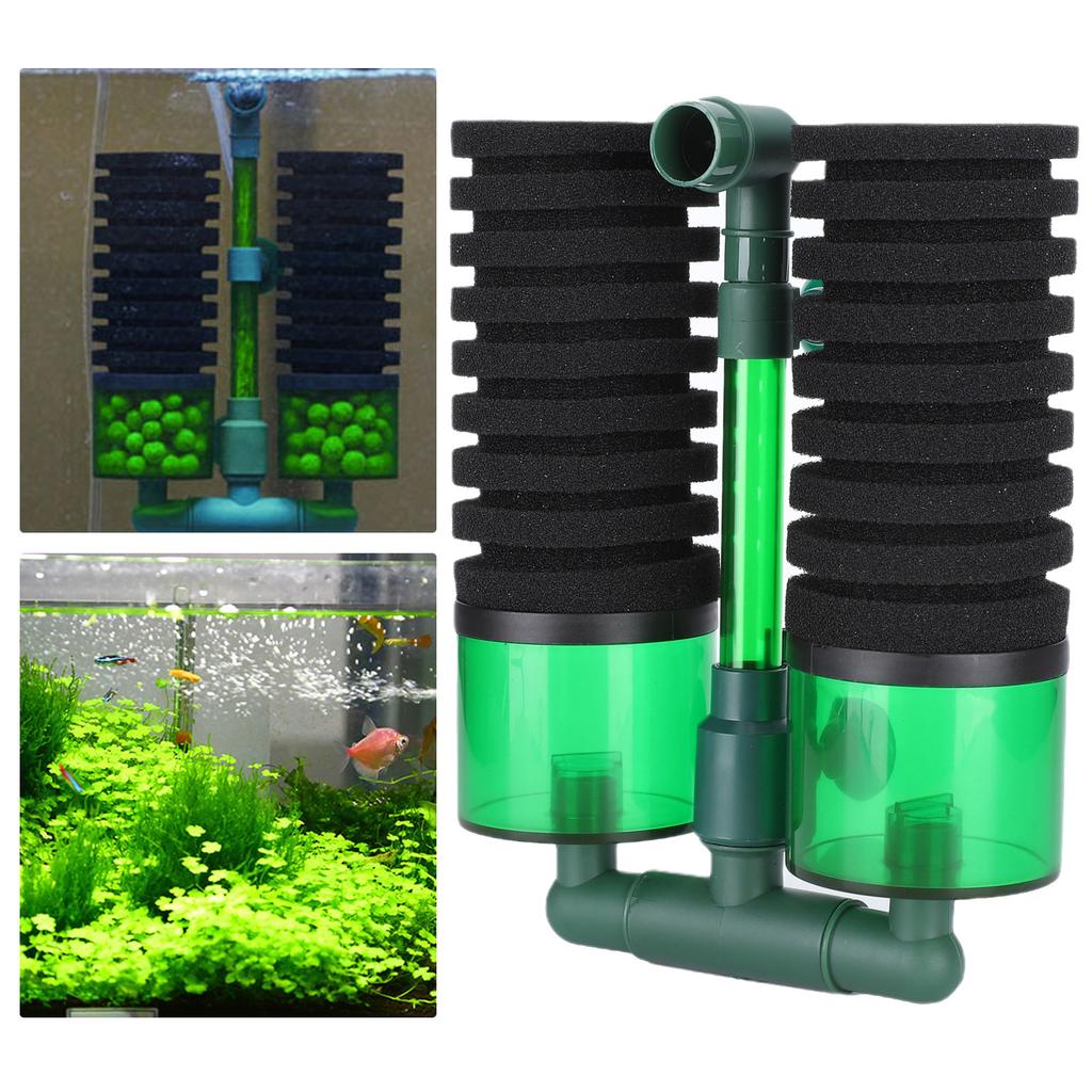 Akvarium Biokjemisk Dobbel Svamp Rensefilter Akvarium Nedsenkbar Skumfilter(QS200A L med