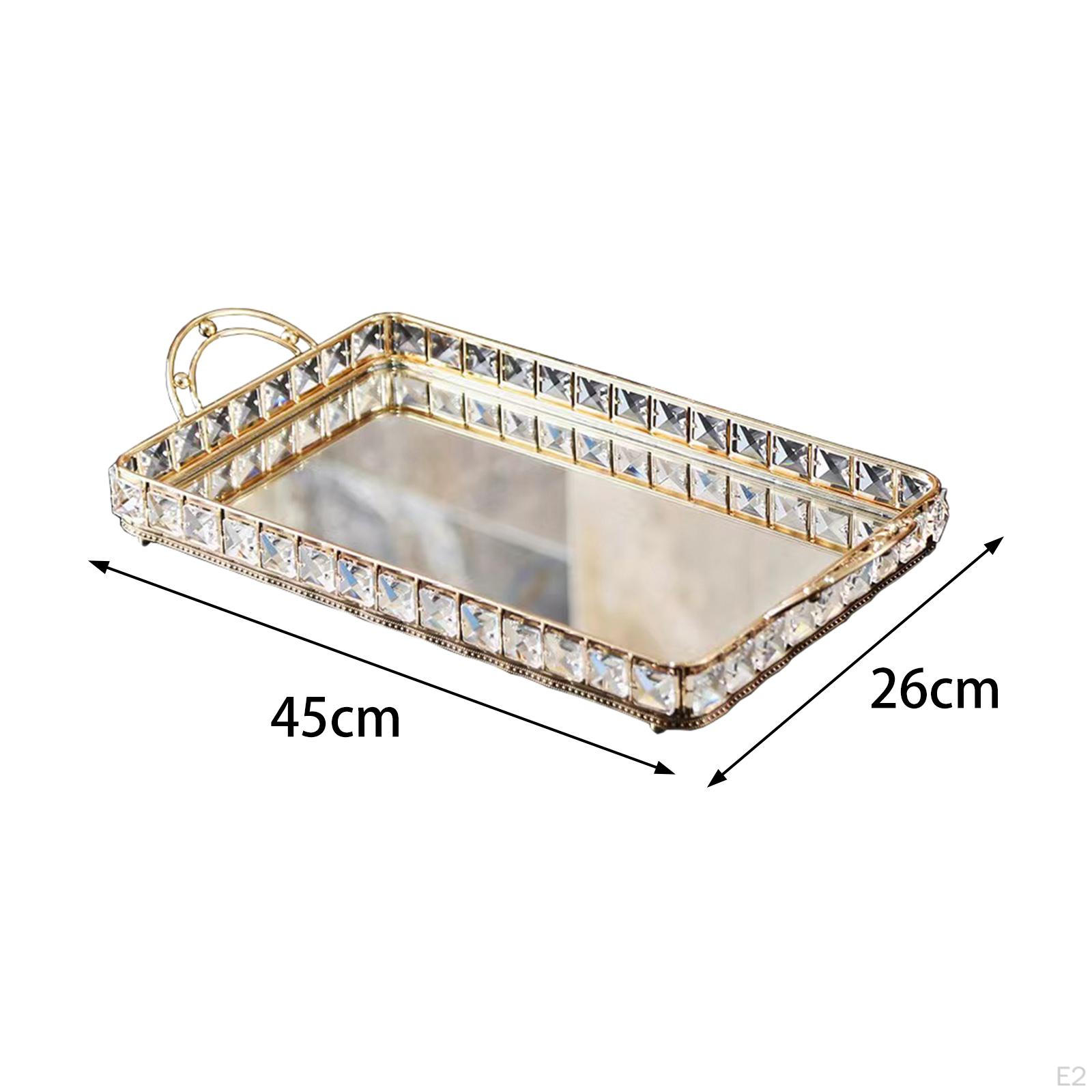 Plateau Miroir En Acier Inoxydable Avec Rails Latéraux - Plateau Décoratif Pour Coiffeuse Ou Salle De Bain - Organisateur Bijoux/Parfums