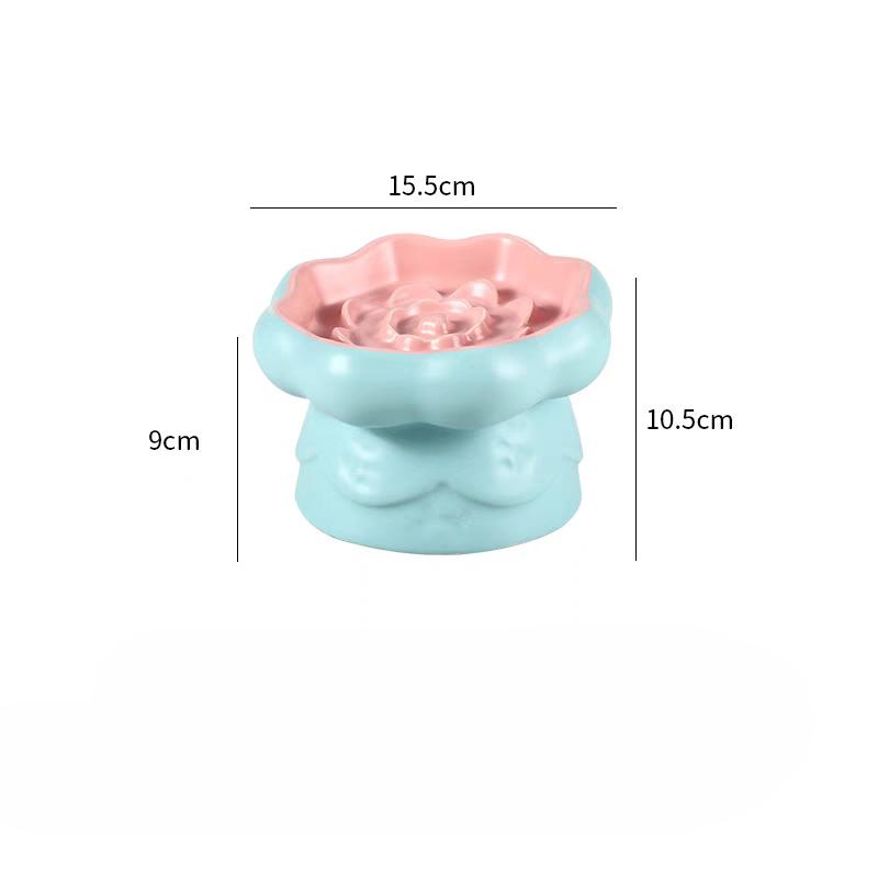 Creative Ceramic Drinking Water Food Tall footed Pet Bowls Anti Overturning Neck Protection Slow Food Anti Choking Cat Bowl, 1Pc