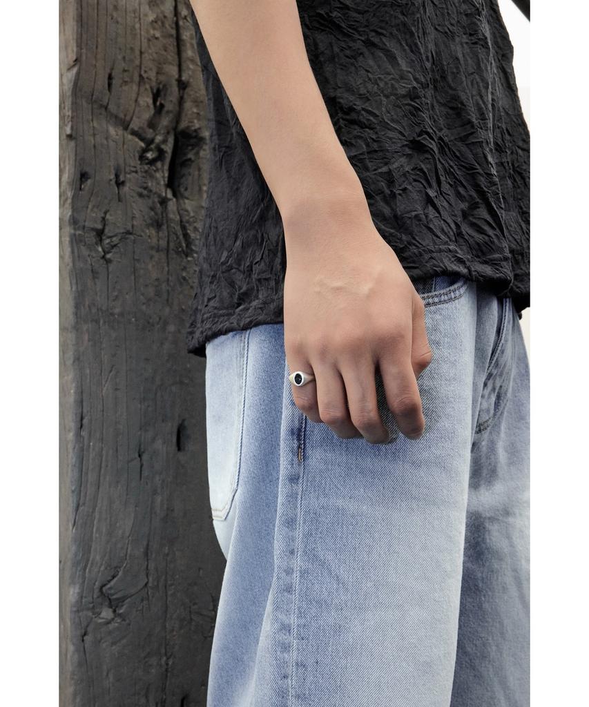 Youth Leather Point Ring - Silver