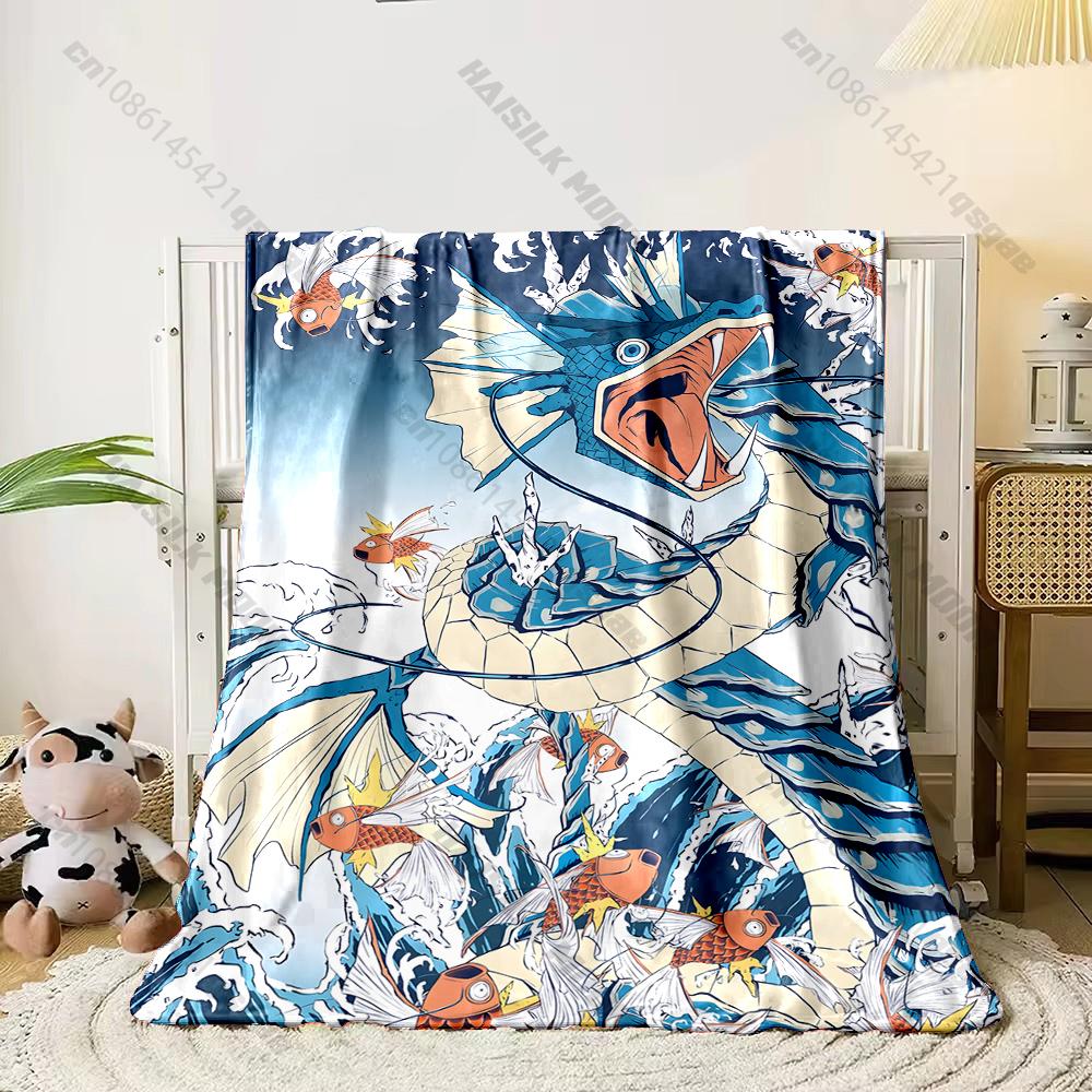 Best Seller! Classic Japanese Anime Pokemon Card Retro Charizard Print Blanket Home Travel Blanket Sofa Bedding Cover Blanket