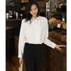 2026 Spring New Elegant White Shirt for Women, Versatile Commuting Shirt with Draped Ribbons