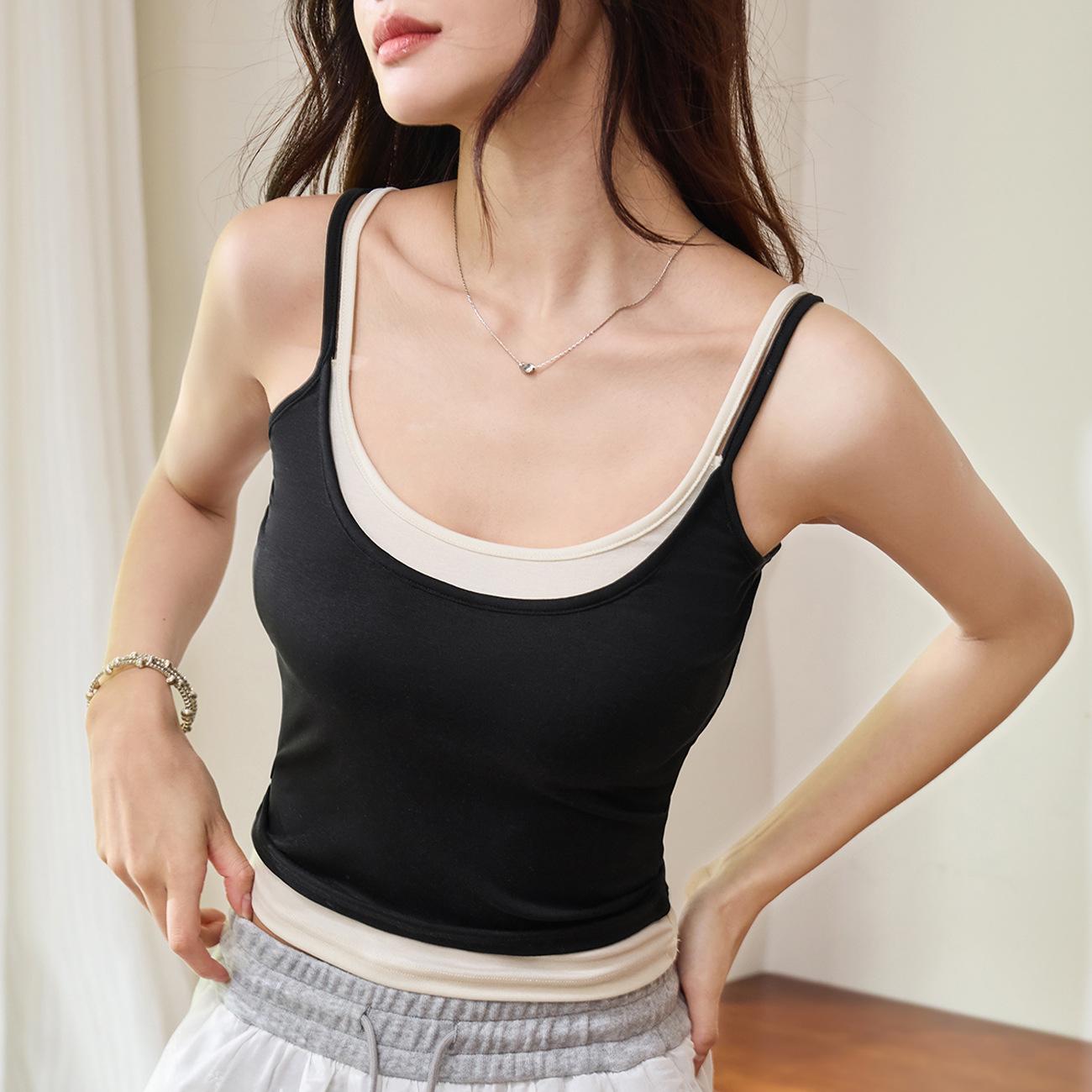 

Два стильных халтер-топа контрастных цветов — новая летняя мода для женщин S чёрный