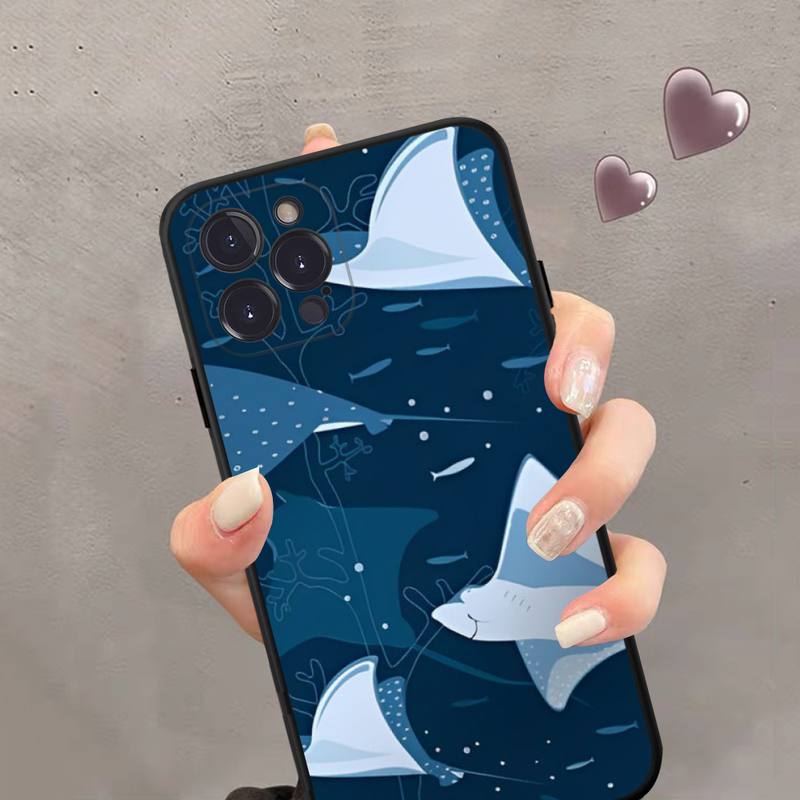 Manta Ray Phone Case Silicone Soft For Iphone 14 13 12 11 Pro Mini XS MAX 8 7 6 Plus X 2020 XR Shell
