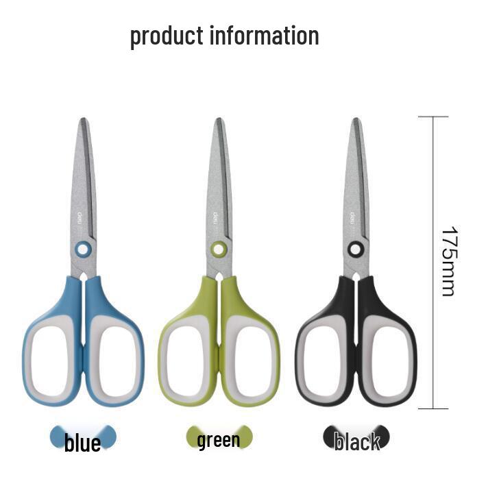 Deli Rustproof Black Blade Large Scissors, Stainless Steel Safety Scissors for Office and Household Paper Cutting