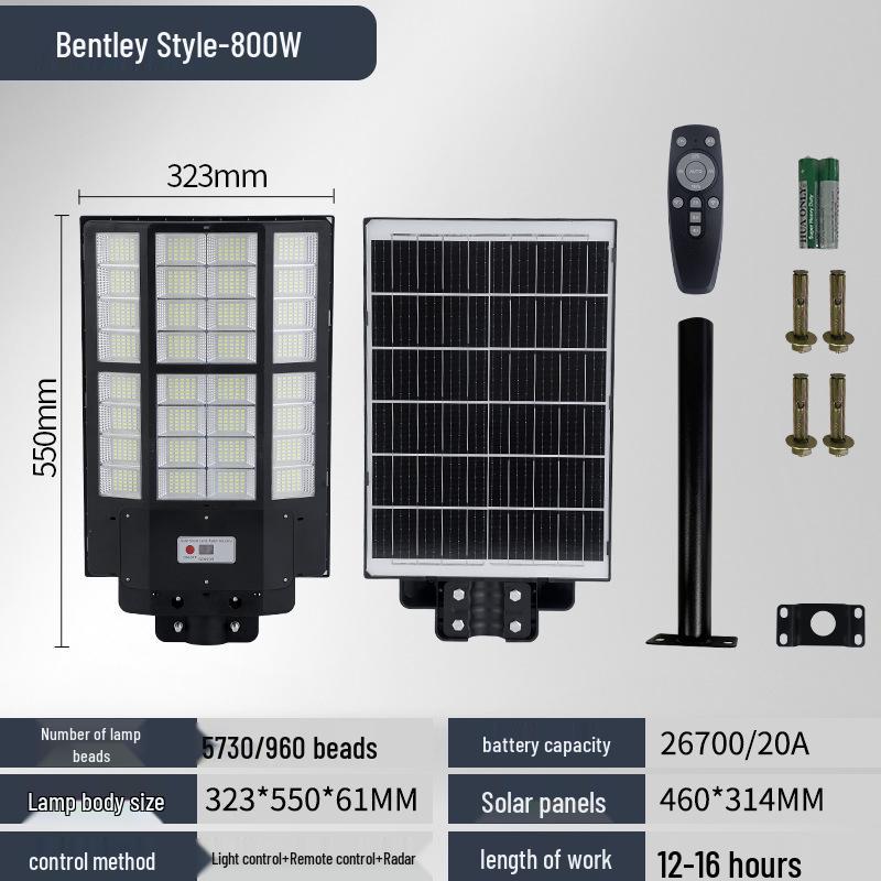 Bentley-Style Solar Street Light: Waterproof Outdoor LED with Motion Sensor