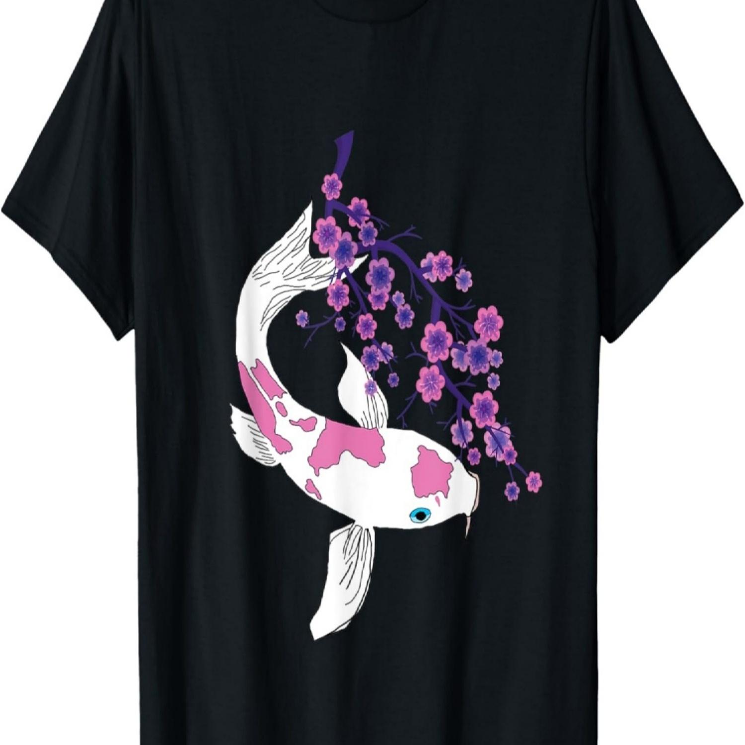 Sakura Tree Koi Carp Cherry Blossom Flower Tree T-Shirt S