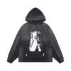 Unisex Oversized Hooded Sweatshirt With Washed Vintage Print Soft Cotton Blend Relaxed Fit Fall Casual Wear