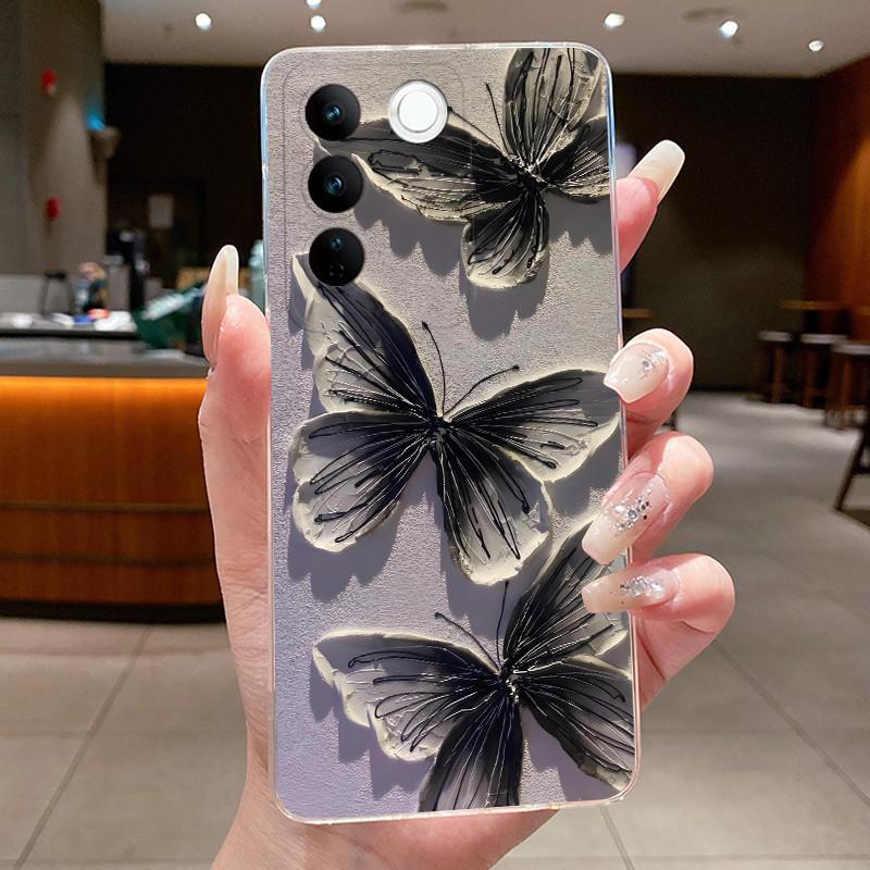 Case For Vivo V27 Capa Cases For Vivo V27E Flower Butterfly Protective Thin Case For Vivo V27 Pro Soft Silicone TPU Phone Cover