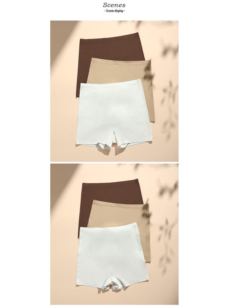 Nahtlose Eis-Seide Damen Zwei-in-Eins Sicherheits-Boxershorts, Atmungsaktive Grundfarbe Anti-Exposition Sommer-Unterhosen