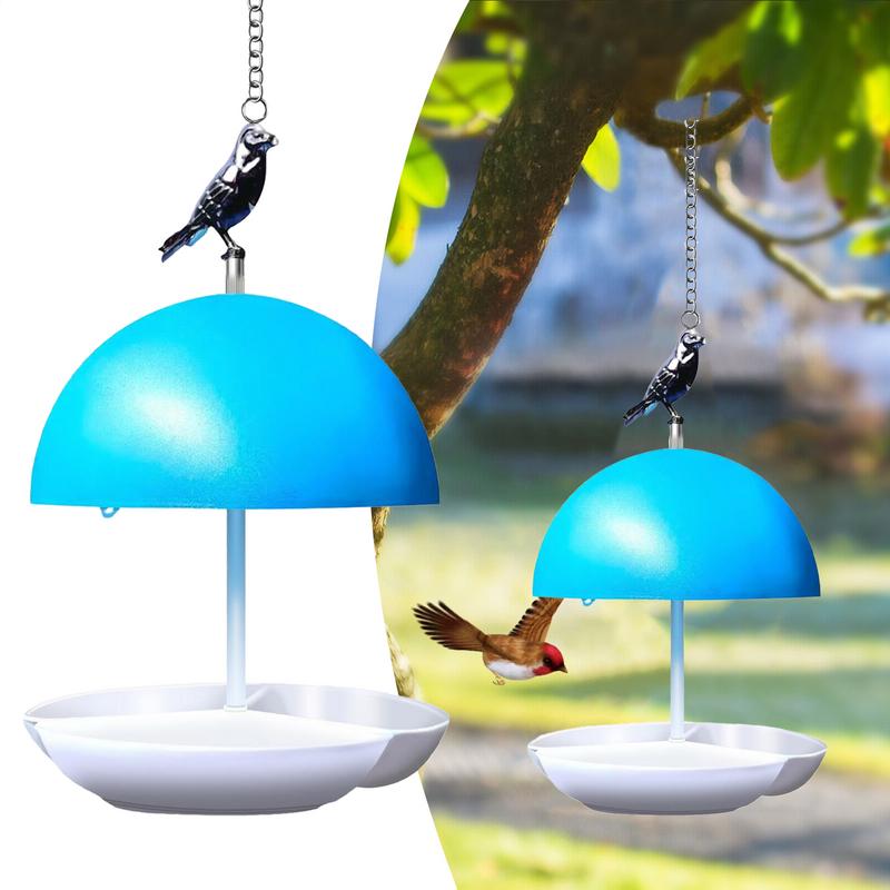 Dome Bird Feeder With Roof Weatherproof Dome Hummingbird Water Dispenser Hangable Outdoor Bird Bath Feeders Bowl For Garden Yard