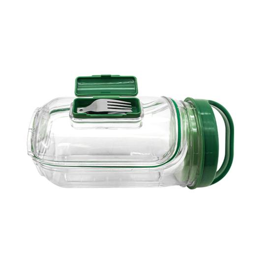 Bocal à Salade à Ouverture Latérale Contenant à Salade en Plastique Anti-Fuite avec Fourchette Boîte de Rangement Alimentaire Portable pour Préparation de Repas Voyage Pique-Nique en Plein Air